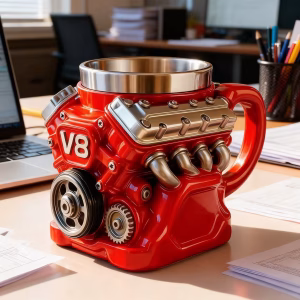 V8 ThunderBolt: The 500ml 3D Stereo Engine Block Metal Mug – Ultimate Horsepower for Your Coffee