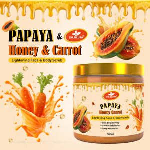 Papaya & Carrot Body Scrub Lightening Face Skin Care Whitening Anti-aging 500ml